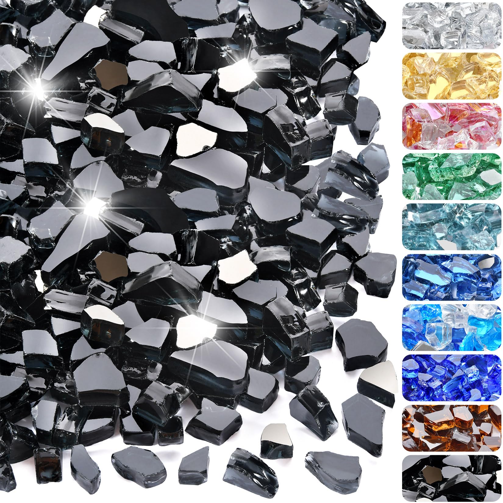 Snapklik.com : RUOJAS 20 Pounds Fire Glass 1/2 Inch High Reflective ...