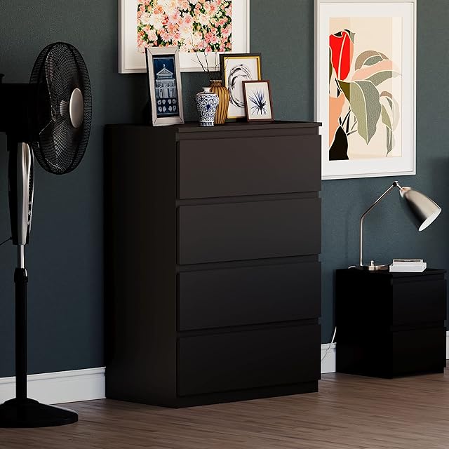 Vida Designs Denver Drawer Chests (Black, 4 Drawer)