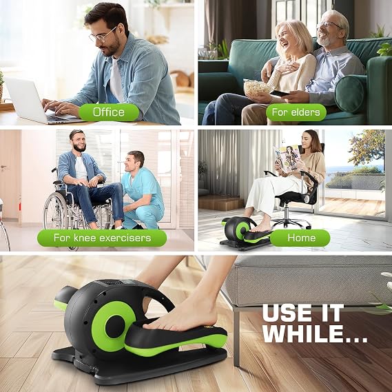 ANCHEER Under Desk Elliptical,Electric Ellipse Leg Exerciser While Sitting for Seniors, Hyper-Smooth Maganetic System Seated Pedal Exerciser with Remote Control for Home Office,100% Pre-Assambled