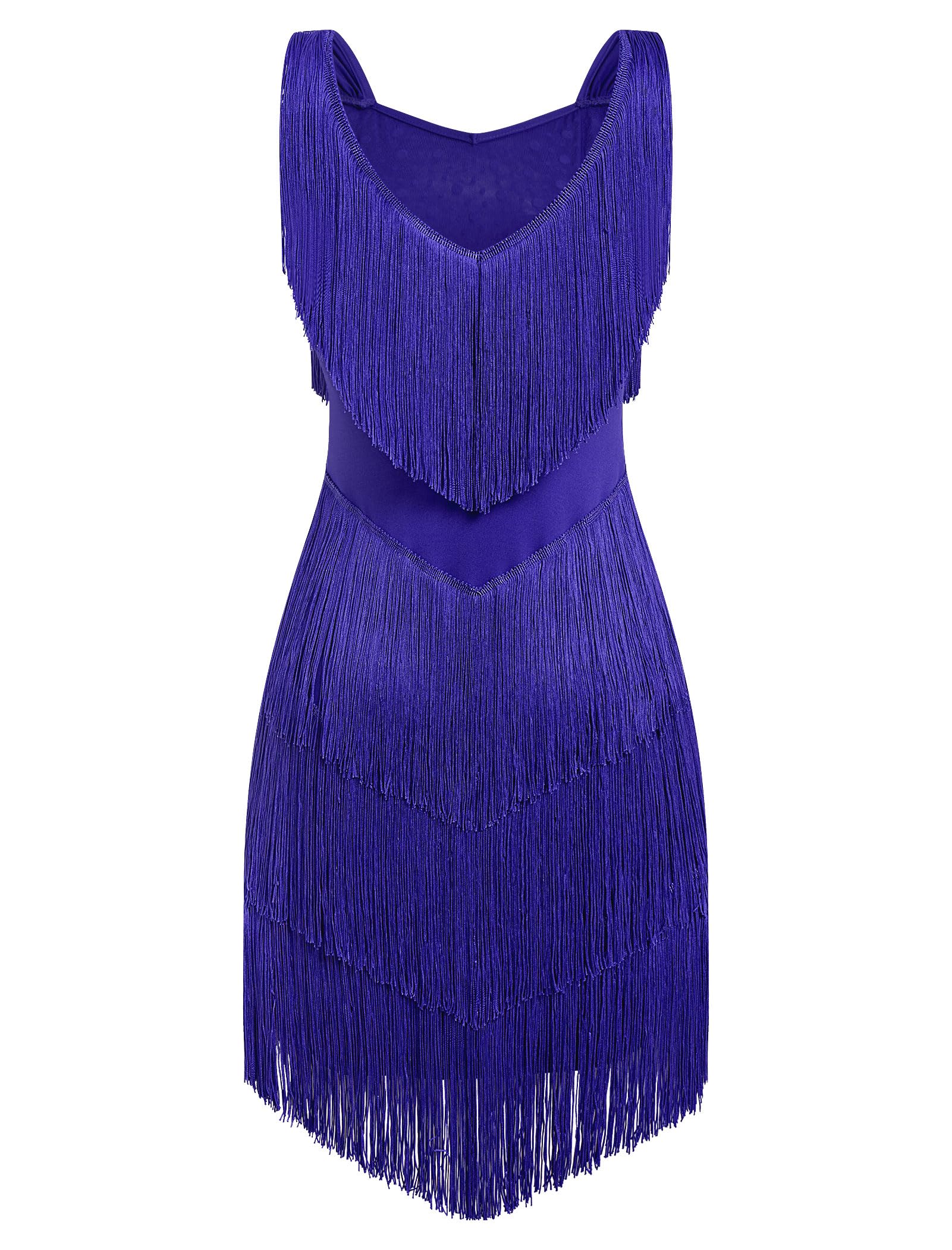 Robe de danse latine pour femme - Robe de danse avec franges - Robe de salsa pour femme - Robe de bal sexy à paillettes - Robe courte pour Rumba Cha Cha Cha Compétition Entraînement Fête