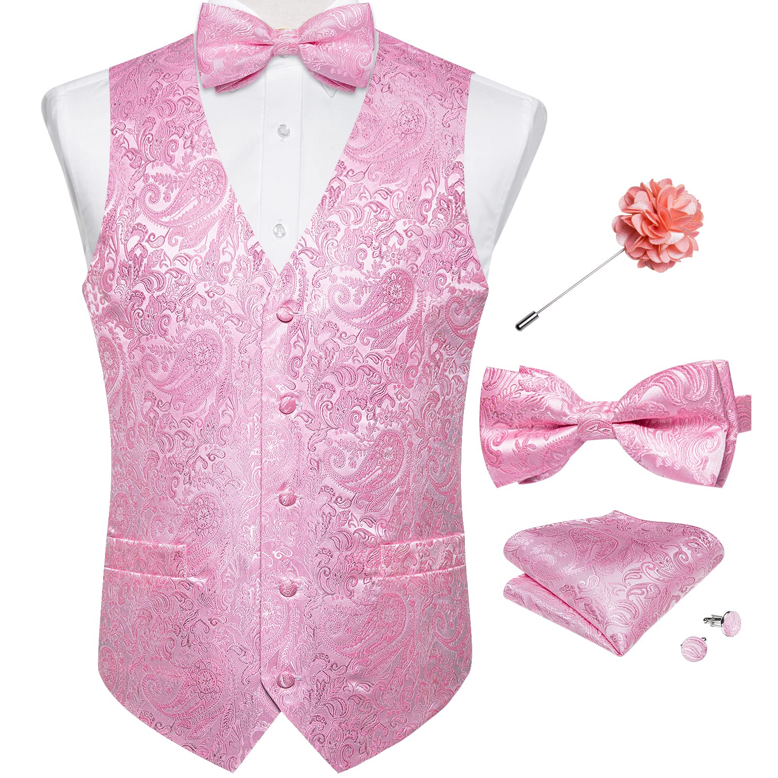 DiBanGu Mens Paisley Suit Vest Bowtie Formal/Casual Dress Waistcoat