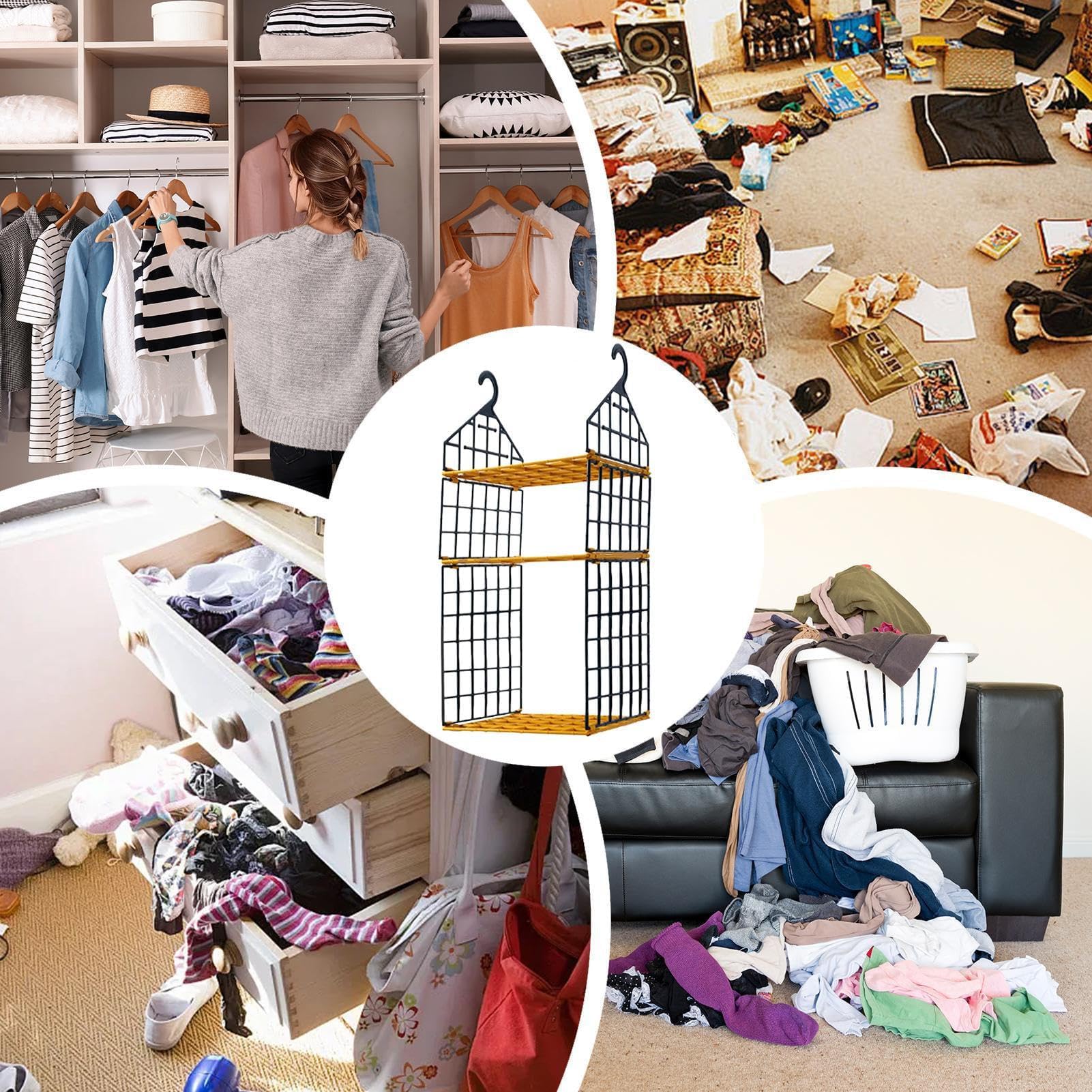 Clothes nizer | Wiszące półki Rozwiązanie do przechowywania komód Łazienka Vanity Bookends Oszczędność miejsca Domowa nizacja Stylowe i funkcjonalne przechowywanie