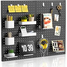 Metal Pegboard Organizer 4 Pack 15.7'' x 11.8'' Black Wall Control Pegboard Peg Board Panels for Garage Gaming Room Home Entryway Kitchen