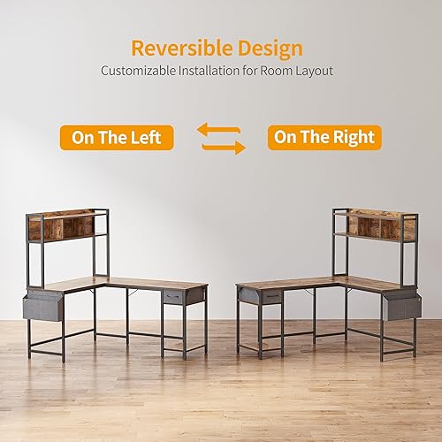 Miniatura 3 de BANTI Escritorio en forma de L con gabinete, escritorio de esquina de 58 pulgadas con cajón, mesa de juegos para oficina en casa, estación de