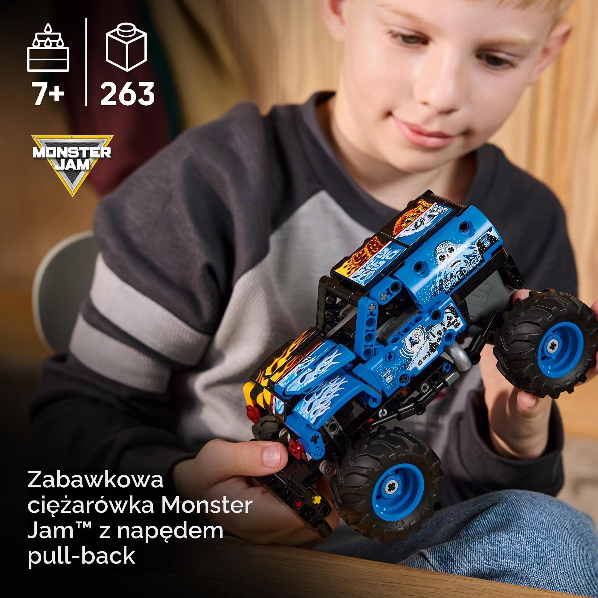 Lego Monster Jam Bundle 42219 & 42220 - Lego Sparkle Smash i Grave Digger, w zestawie płytka z nadrukiem