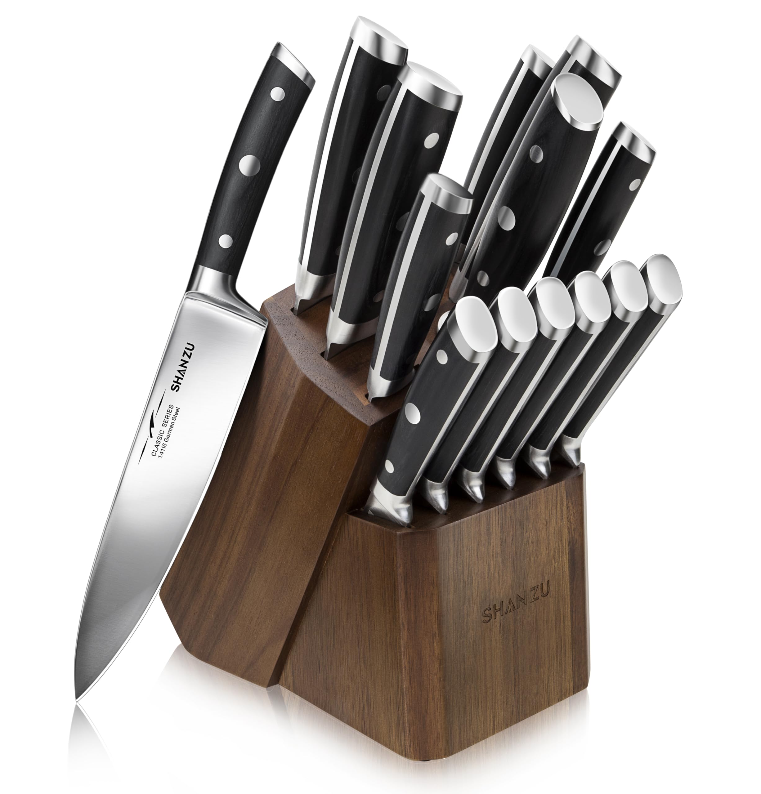 Japanese Kitchen Knives 14-Piece with Block Kitchen Knife Set High Carbon German Stainless Steel Knife Set with Removable Knife Block and Ergonomic Handle