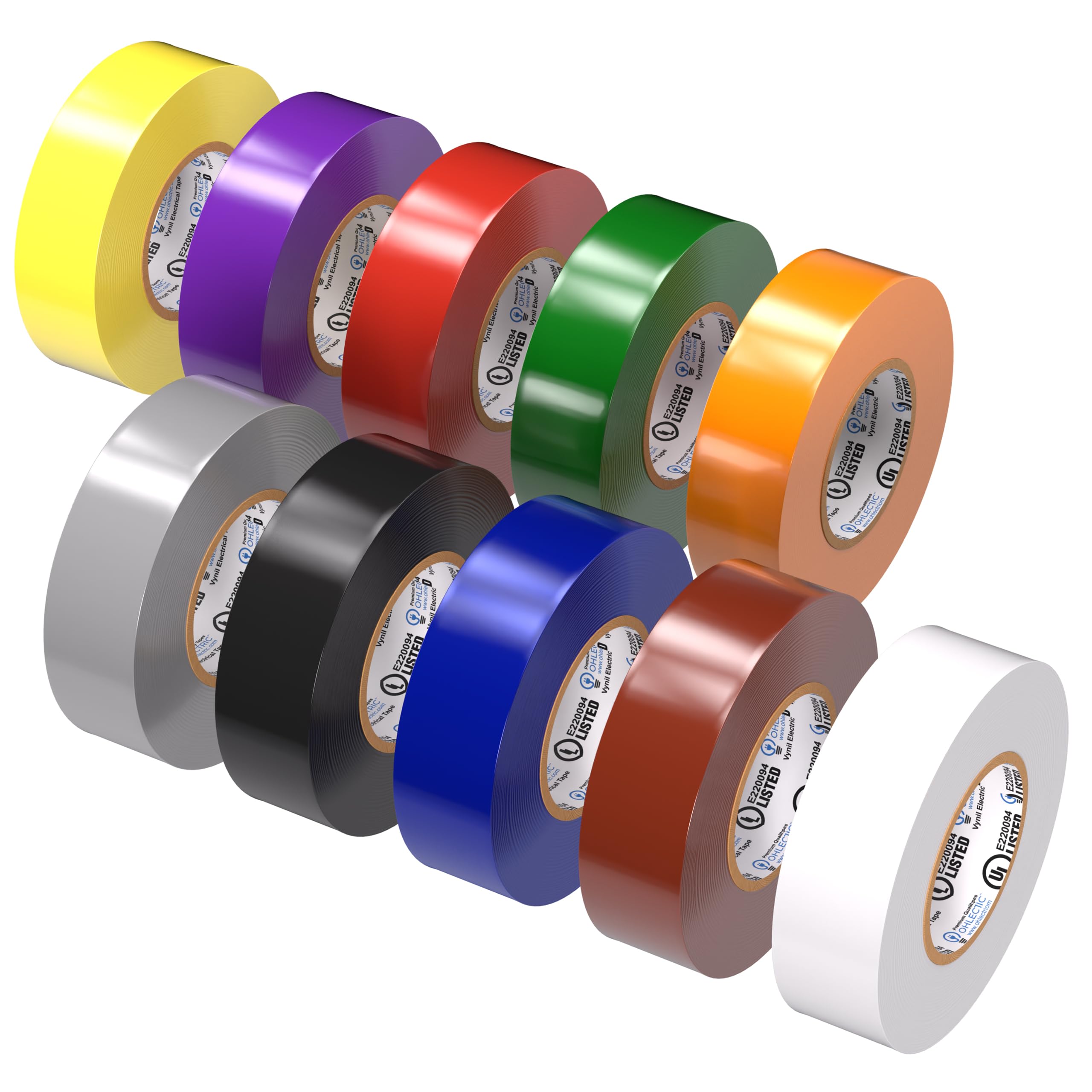 OHLECTRIC Colored Electrical Tape UL/CSA Listed, Multicolor High Temp Flame-Retardant Electrical Tape, Heat & Weather Resistant 3/4in x 60ft 7mm Thick