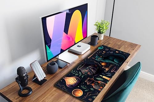 Miniatura 6 de TENG DA QING Alfombrilla de mouse Kawaii de gatos azules de anime, alfombrilla de escritorio grande para juegos, almohadilla de decoración de