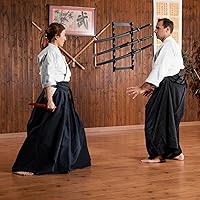 Vista 6 de Soporte de pared para espada de 8 niveles, soporte para espada de exhibición negro samurái Katana para flauta Wakizashi, cañas de pescar