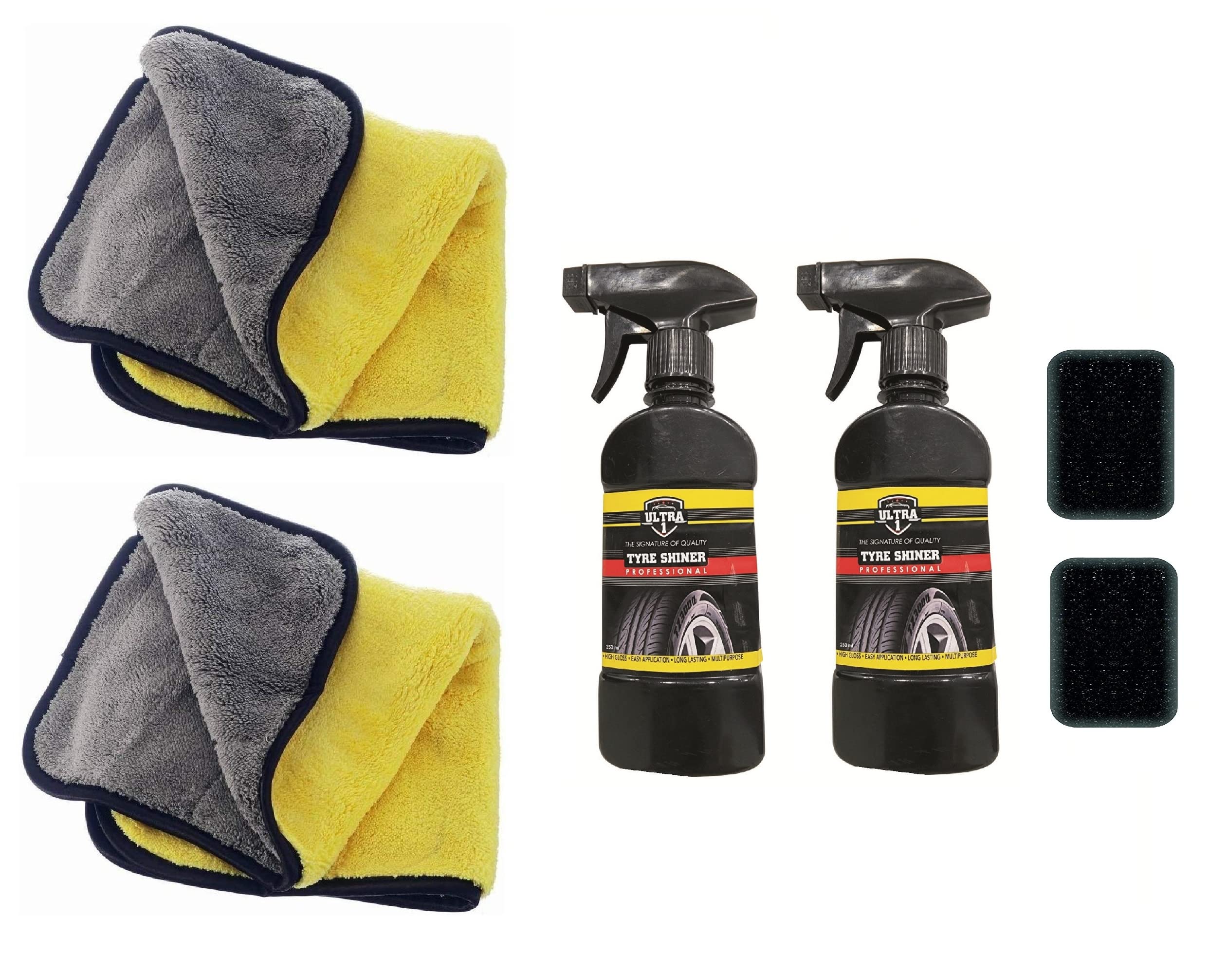 ULTRA1 Tyre Liquid Polish (250ML) (Pack of 2) with Mircorfiber Cloth 650 GSM (Size: 40 x 40 CM) (Pack of 2)-image-25