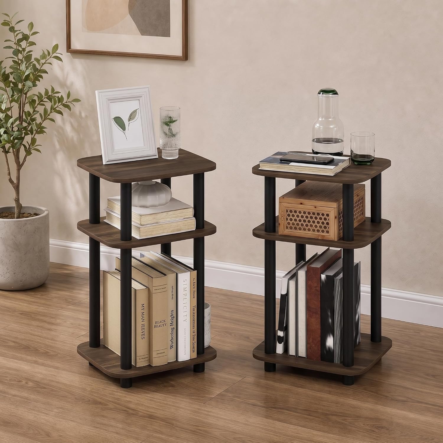 Amazon.com: Furinno Turn-N-Tube Toolless 3-Tier Side Table Set of 2 ...