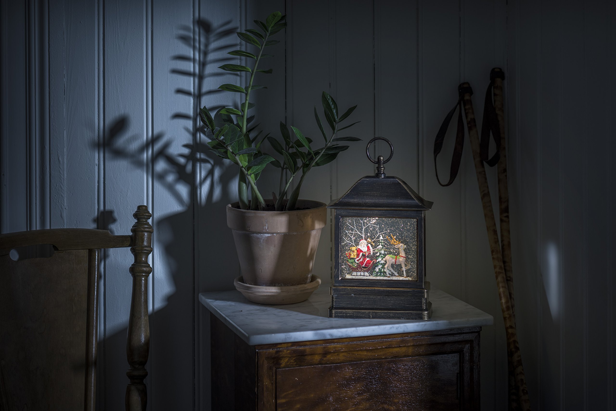 Konstsmide LED Snow Globe Lantern "Santa and Reindeer Scene"/Christmas