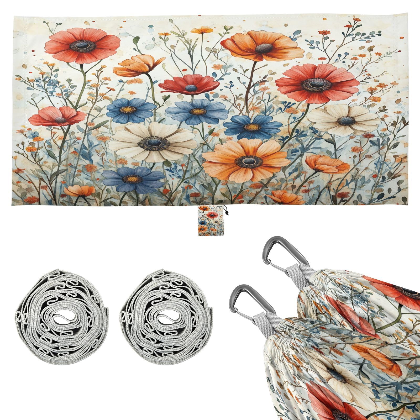 ATTX Elegant Wildflowers Camping Hammock - Lightweight & Portable Hammocks, Heavy Duty 330lbs Capacity for Indoor, Hiking, Backpacking, Travel, Backyard, Beach#12