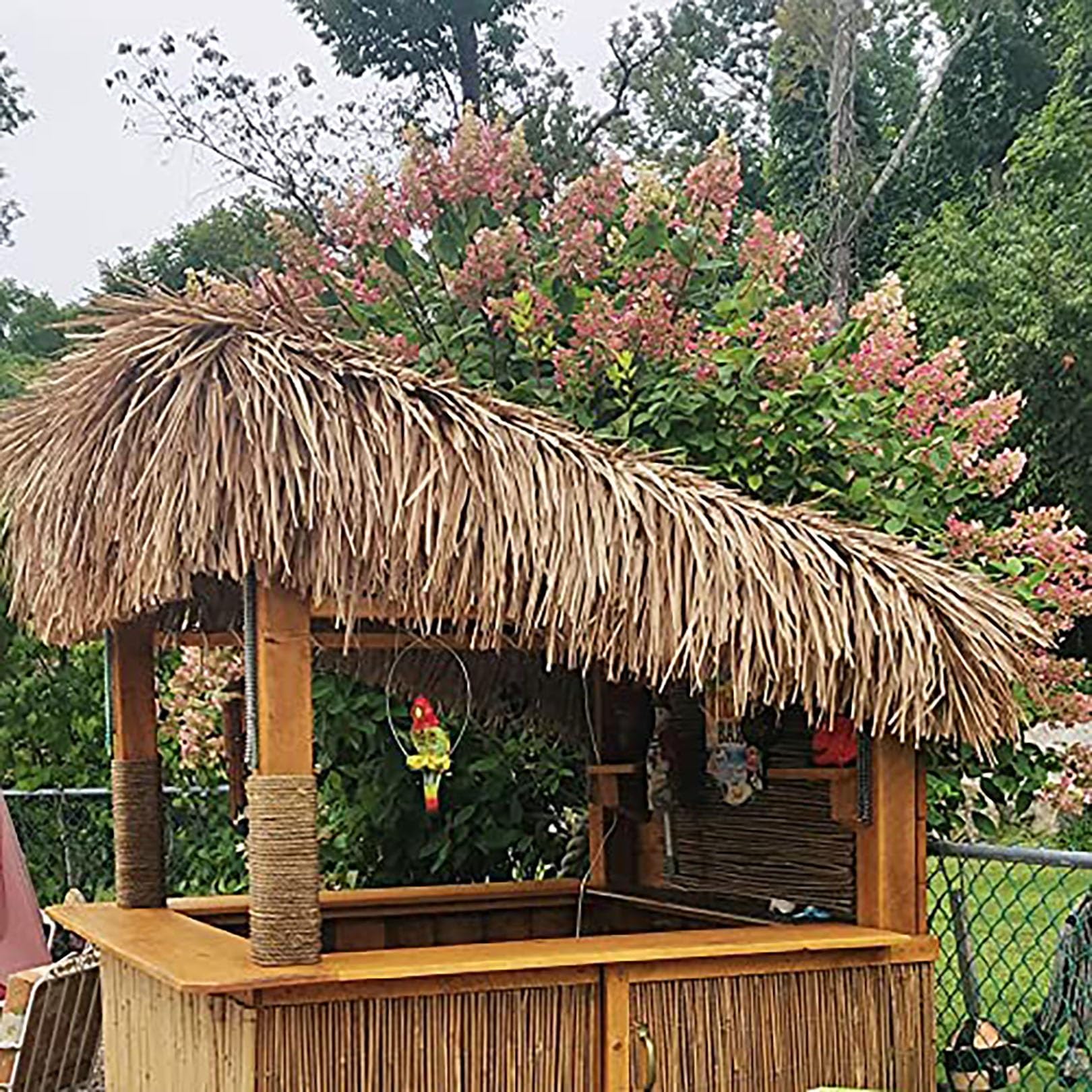 Materiale di paglia impermeabile per coperture di paglia per decorazioni esterne, perfetto per ombrelloni da patio e tettoie per bar Tiki e decorazione resistente alle intemperie