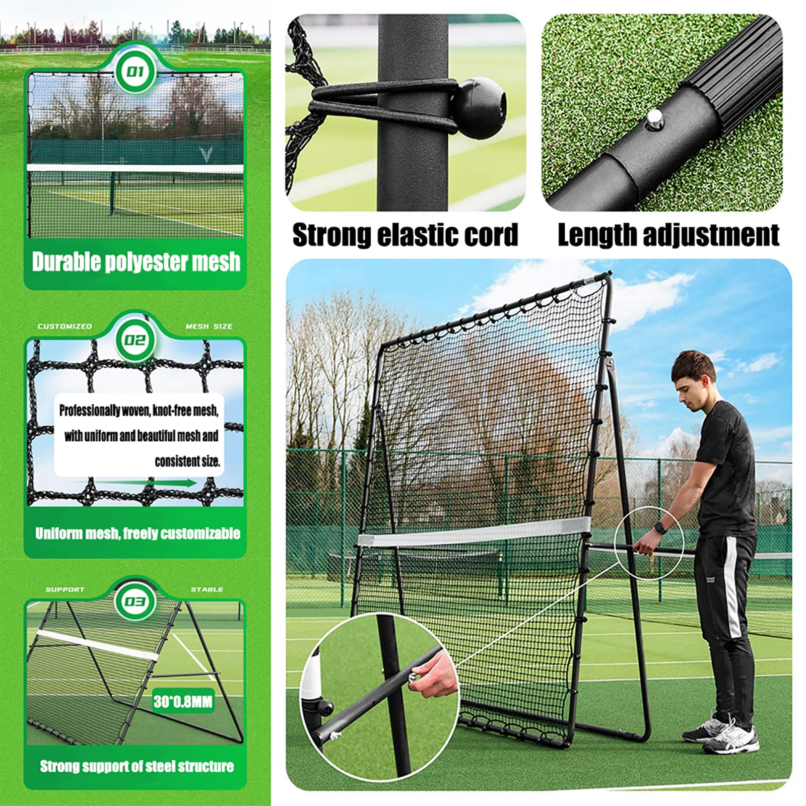 Tenniswand Garten - EIN Verstellbarer Tennis Rebounder - das perfekte Tennis Reaktionsnetz für Tennis Training