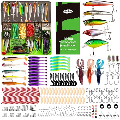 FONMANG Fishing lures-2026 New Fishing Lure kit for Bass Trout,Tackle Box with Tackle Included, Fishing Plugs,Swimbait, Minnows, Soft Baits, Hooks & Weights Accessories