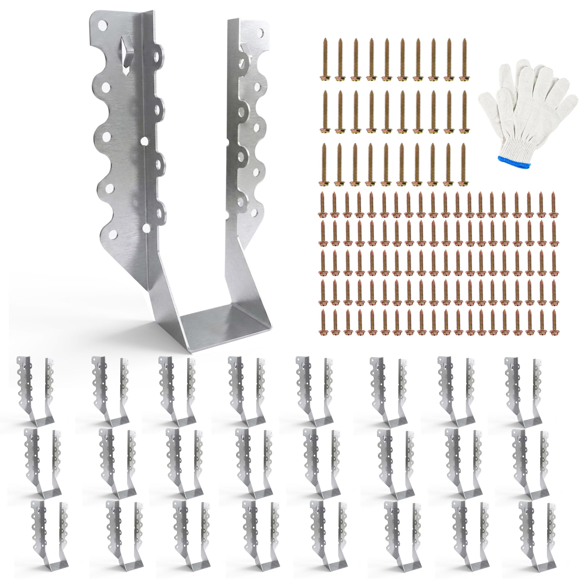 25 pcs 2x8 Joist Hangers with Screws, Galvanized Face Mount Hurricane Tie