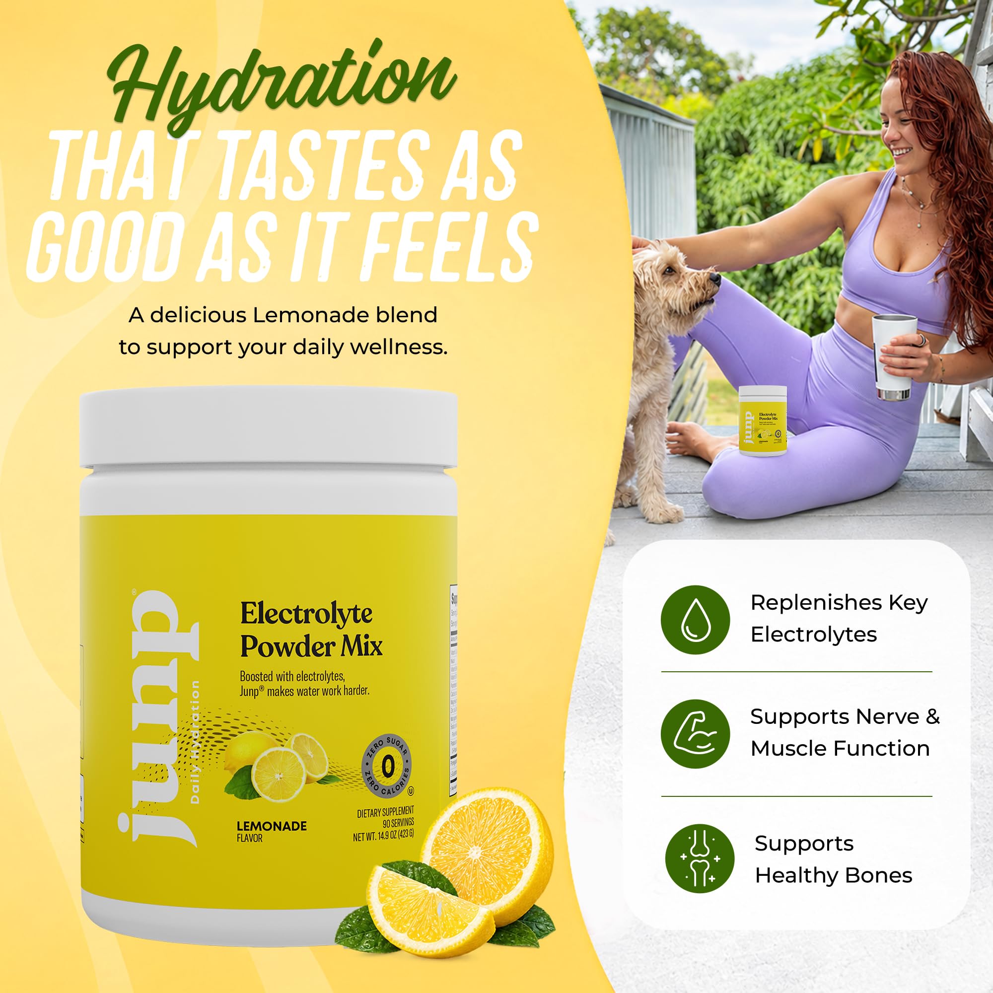 JUNP Electrolytes Powder No Sugar No Carbs – Lemonade Keto Electrolyte Drink Mix - Potassium & Salt Hydration Powder Electrolytes - Zero Calorie Sugar Free Electrolyte Powder, Kosher, 90 Servings — Amazon image 3