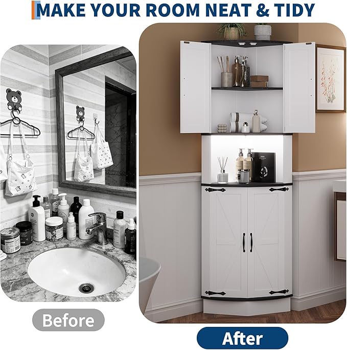 Gabinete de Esquina Estilo Granja TrailBlaze Negro con Puertas de Granero - 65" miniatura 7