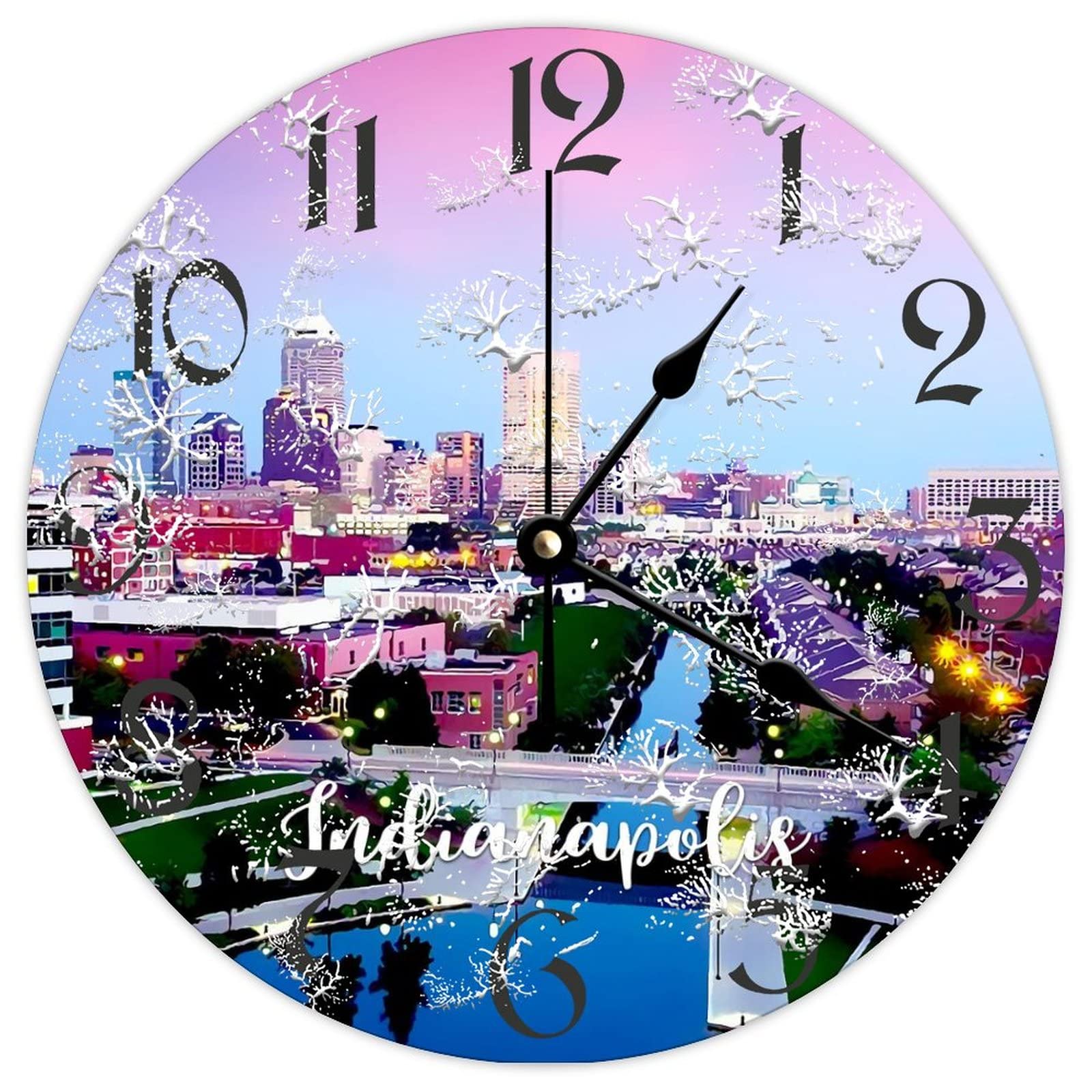 Horloge murale vintage Indianapolis en bois ronde pour grand mur