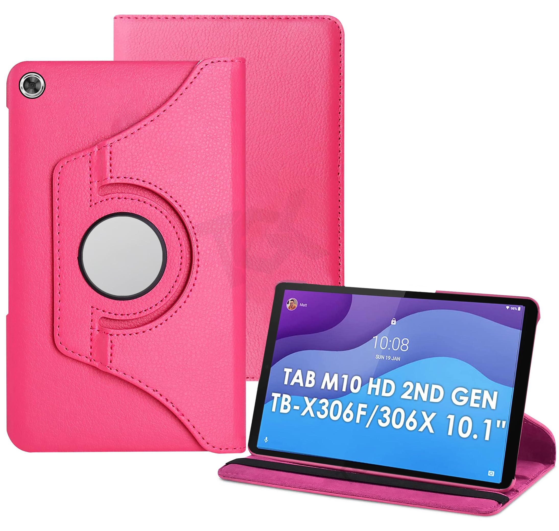 TGK Rotating Cover for Lenovo Tab M10 HD 2nd Gen TB-X306X / Smart Tab M10 HD 2nd Gen TB-X306F (Hot Pink) 360 Degree Leather Smart Rotary Swivel Stand Case (B09CGQY48N) Amazon Price History, Amazon Price Tracker