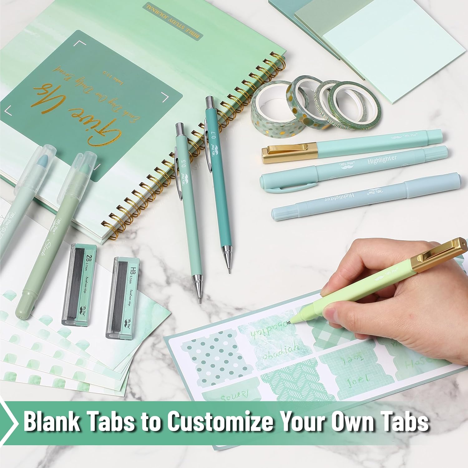 Mr. Pen- Bible Journaling Kit for Women, Bible Highlighters and Pens No Bleed, Notes, Tabs, Washi Tape & Journal for Devotions, Prayer & Christian Gifts, Mothers Day Gift
