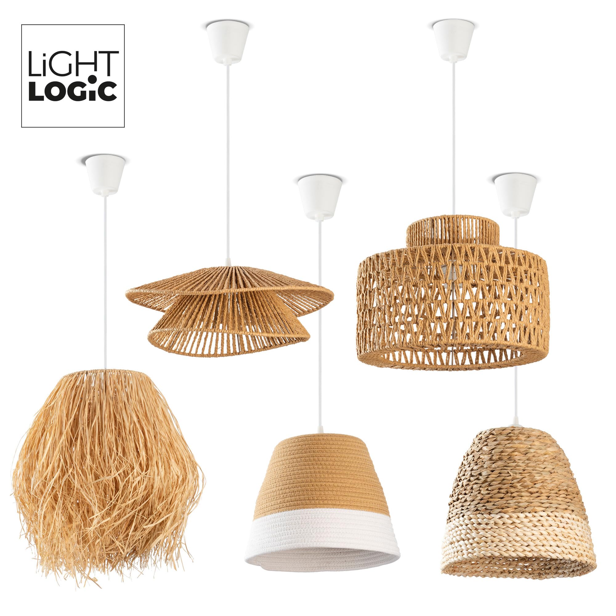 Boho Deckenlampe Hängend, Esszimmerlampe mit E27 Fassung und Lampenschirm Boho, Pendelleuchte für Wohnzimmer und Schlafzimmer, model ARILAS