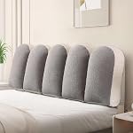 cjc Double-Sided Large Headboard Pillow, Bed Cushion Wedge Pillow for Back Support with Removable Cover, Long Headboard Pillows for Bedside, Bedroom, Sofa Reading, Size 59x7.8x19.7 inch/Grey