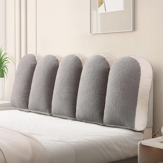 cjc Double-Sided Large Headboard Pillow, Bed Cushion Wedge Pillow for Back Support with Removable Cover, Long Headboard Pillows for Bedside, Bedroom, Sofa Reading, Size 59x7.8x19.7 inch/Grey