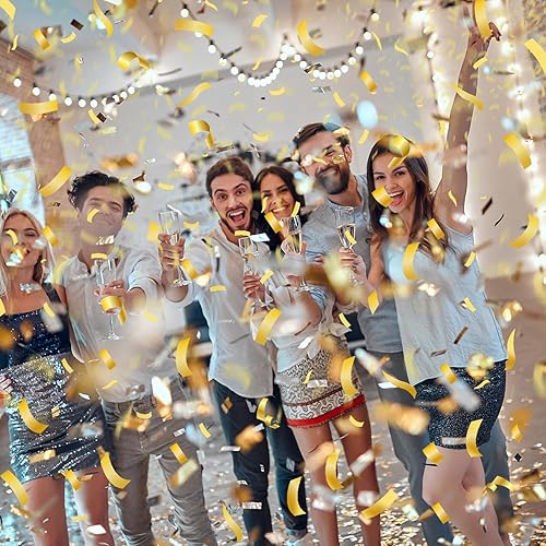 Miniatura 8 de Paquete de 6 cañones de confeti dorado, cartuchos de confeti, lanzadores de poppers de fiesta de 12 pulgadas para cumpleaños, celebración de