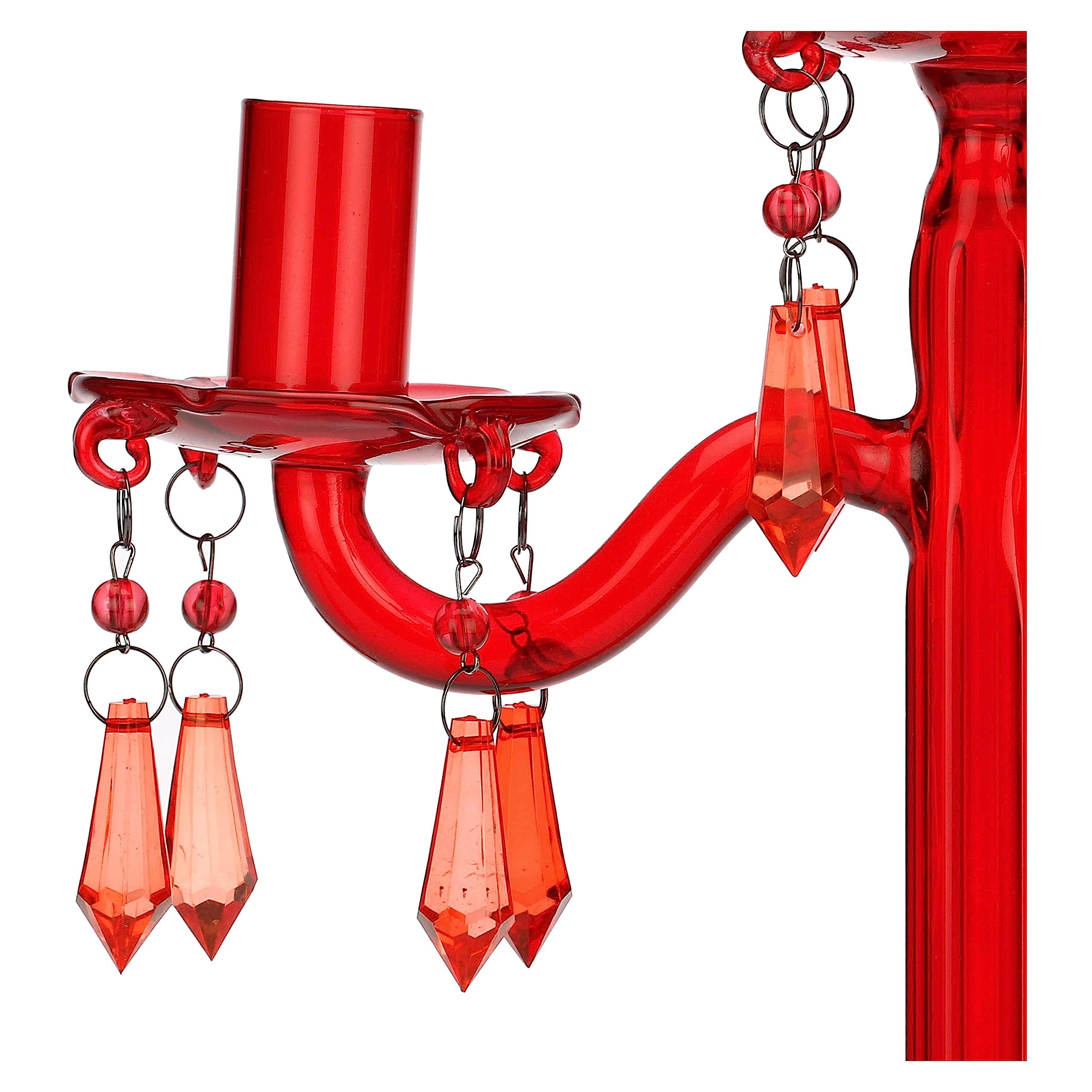 Candelabro gocce rosso 3 bracci in vetro Luminando