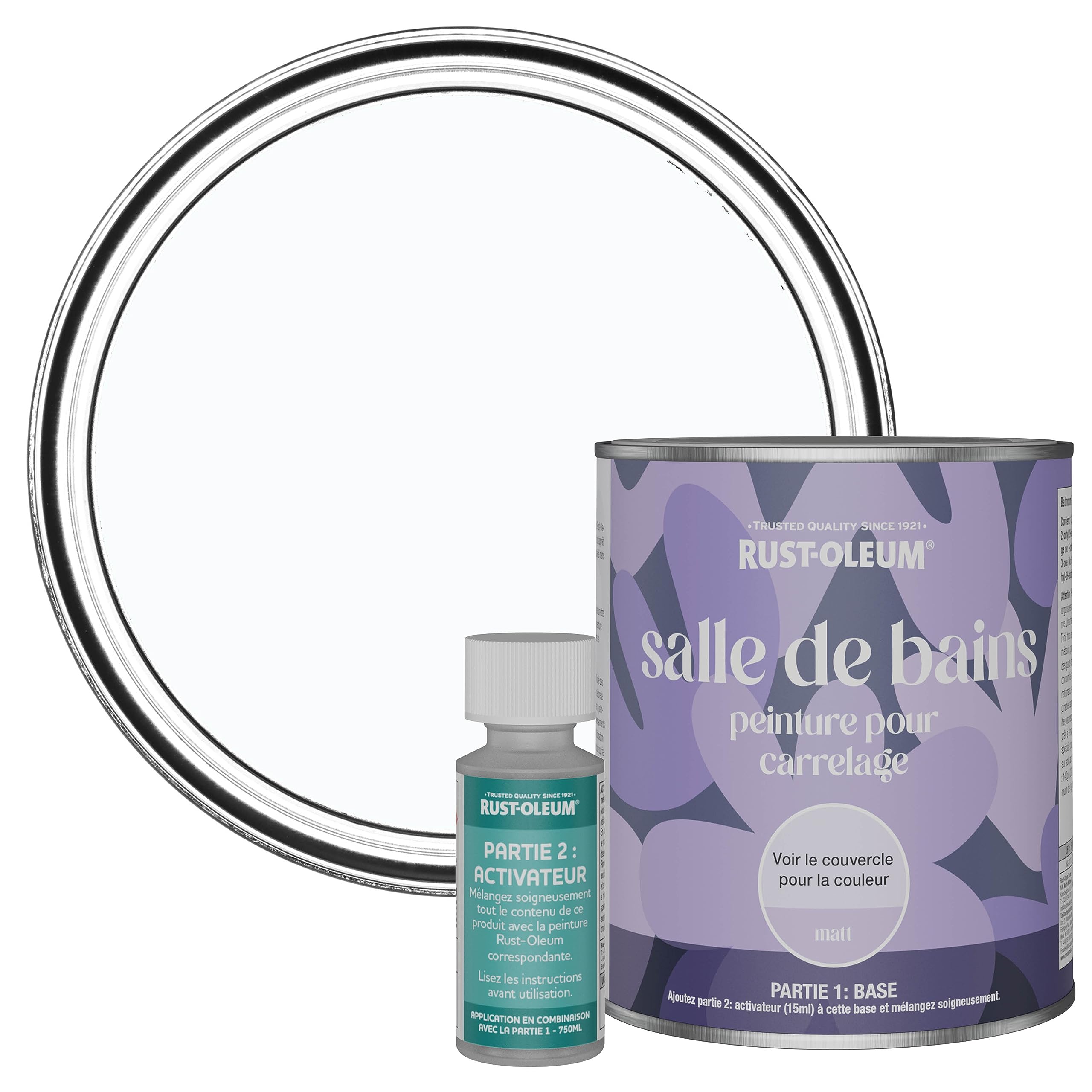 Rust-Oleum Peinture Blanche Résistante à l'eau pour Carrelage de Salle de Bain, Finition Mate - Glacier 750ml
