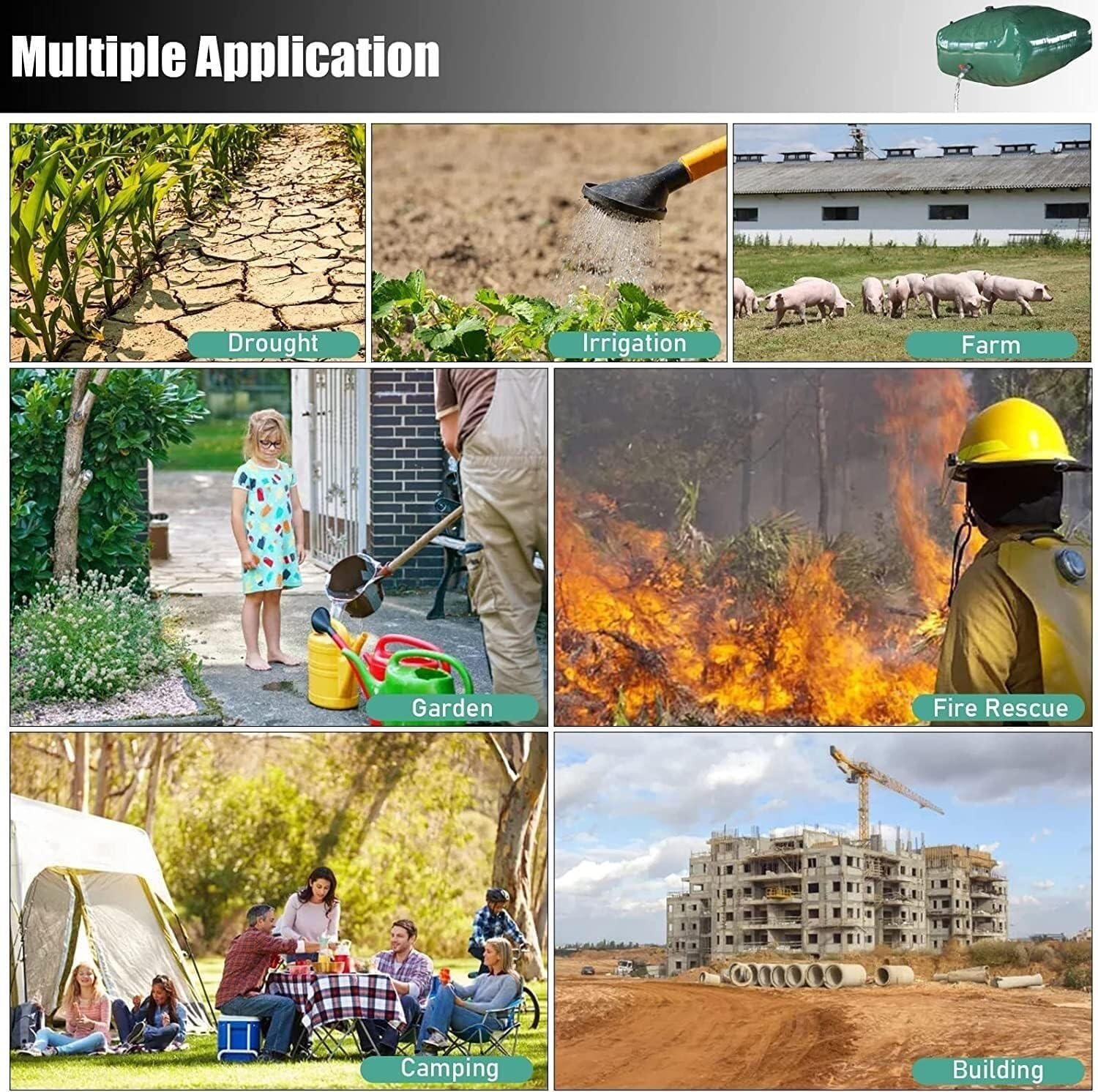Depósito de Agua Flexible Bolsas Grandes Flexibles for Almacenamiento de Agua, Grifo Plegable montado en vehículo, Utilizado for Agricultura Pre-Loading Bag for Bridges