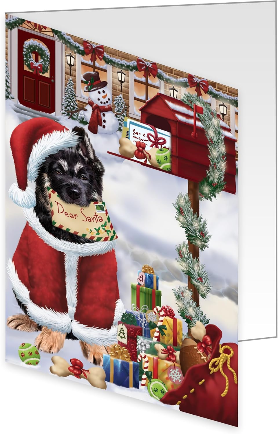 Doggie of the Day Dear Santa Mailbox Christmas Letter German Shepherd Dog Note Cards 5.5x4 - Dog Themed Holiday Christmas Cards with Envelopes, Pack of 10 GCDS10039