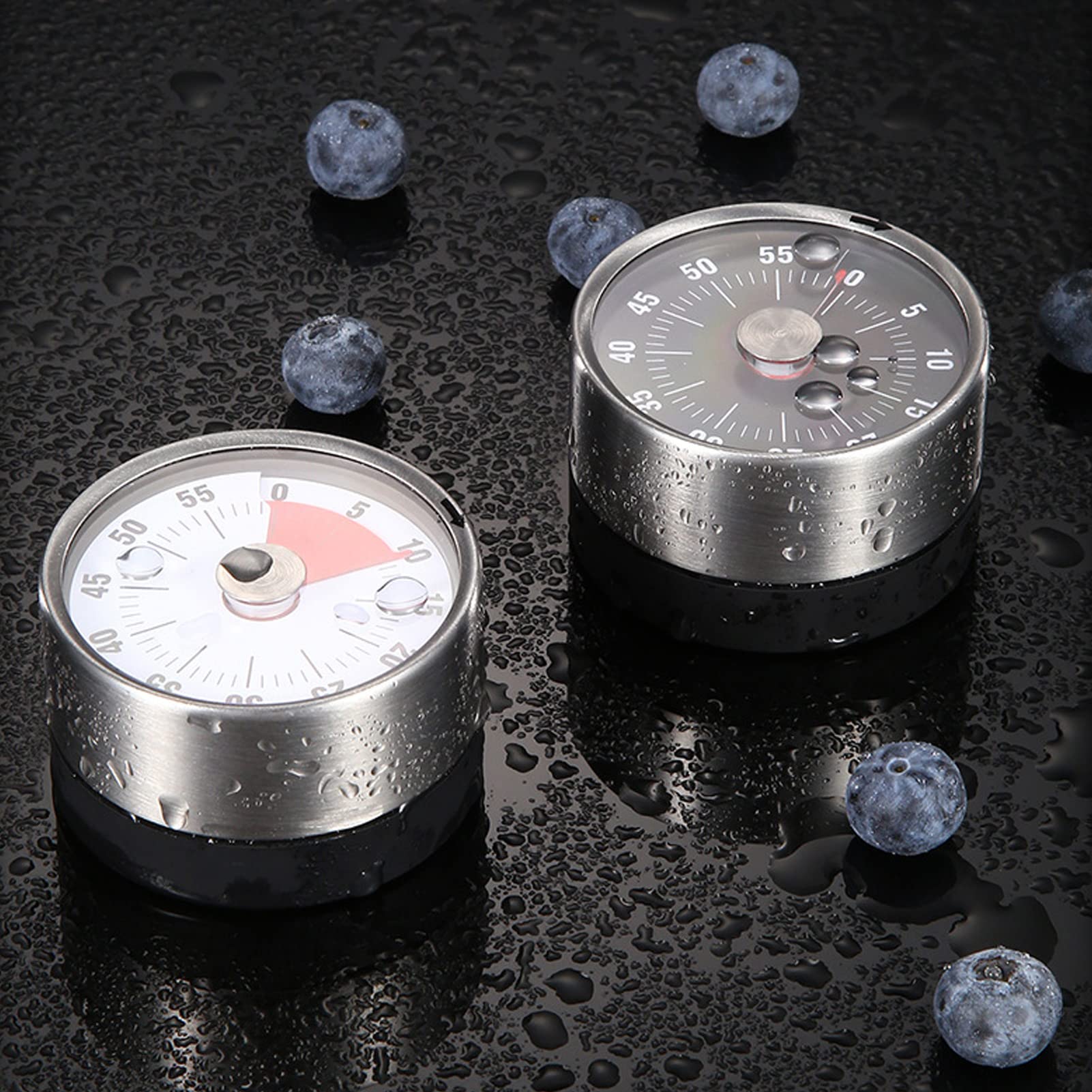 Magnetischer Küchentimer, Mechanischer Timer aus Edelstahl Zum Kochen mit 70-dB-Alarm, Ideal Als Zeitmanagement-Geschenk (Black)