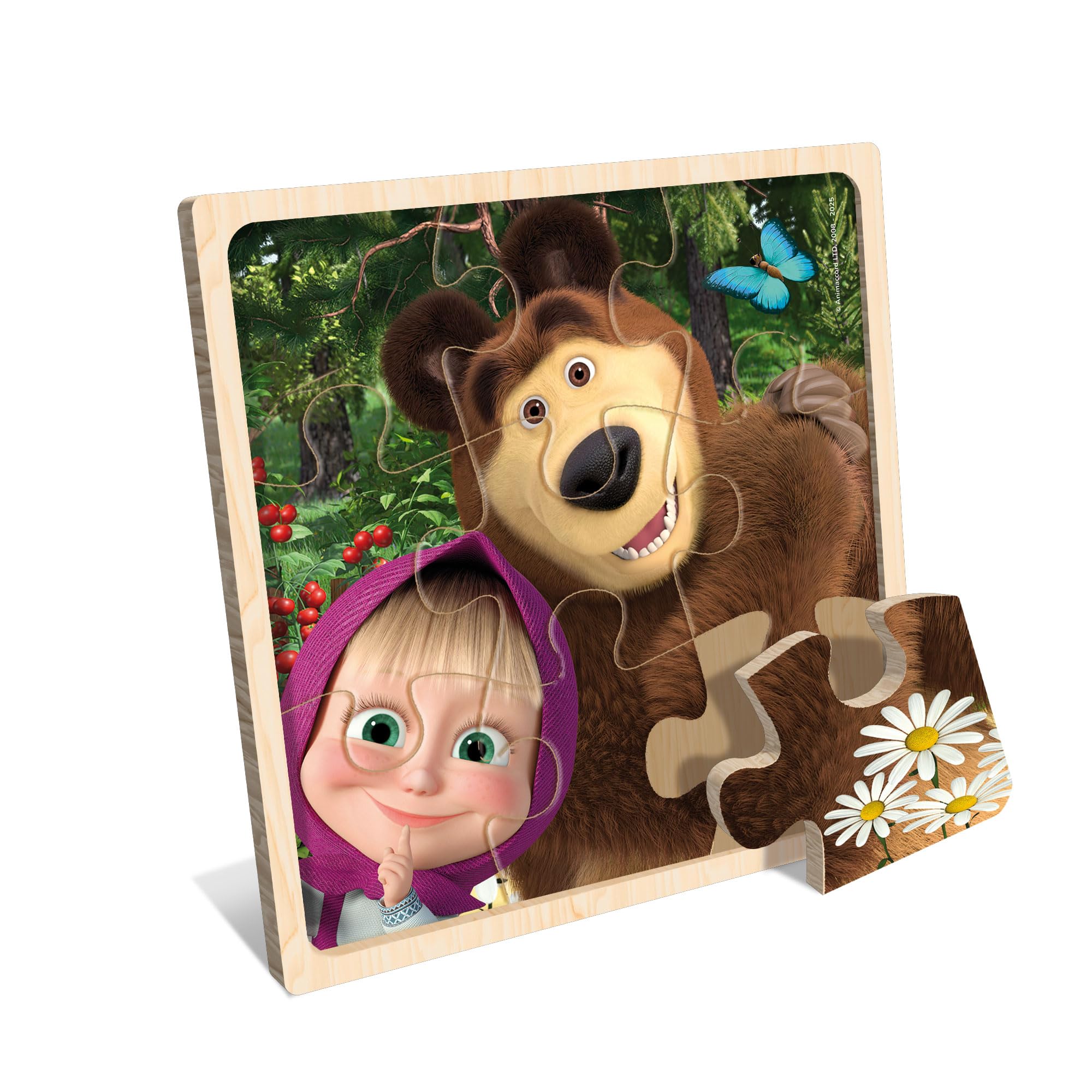 Lisciani, Wooden jigsaw MASHA AND MICHKA, For Children from 1 year, 9 Wooden Pieces, Easy to assemble jigsaw - Image 2