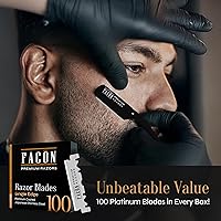Vista 5 de Facón Navajas rectas para hombres - Kit de navaja de barbero profesional de borde recto con 100 cuchillas, afeitadora clásica de acero inoxidable