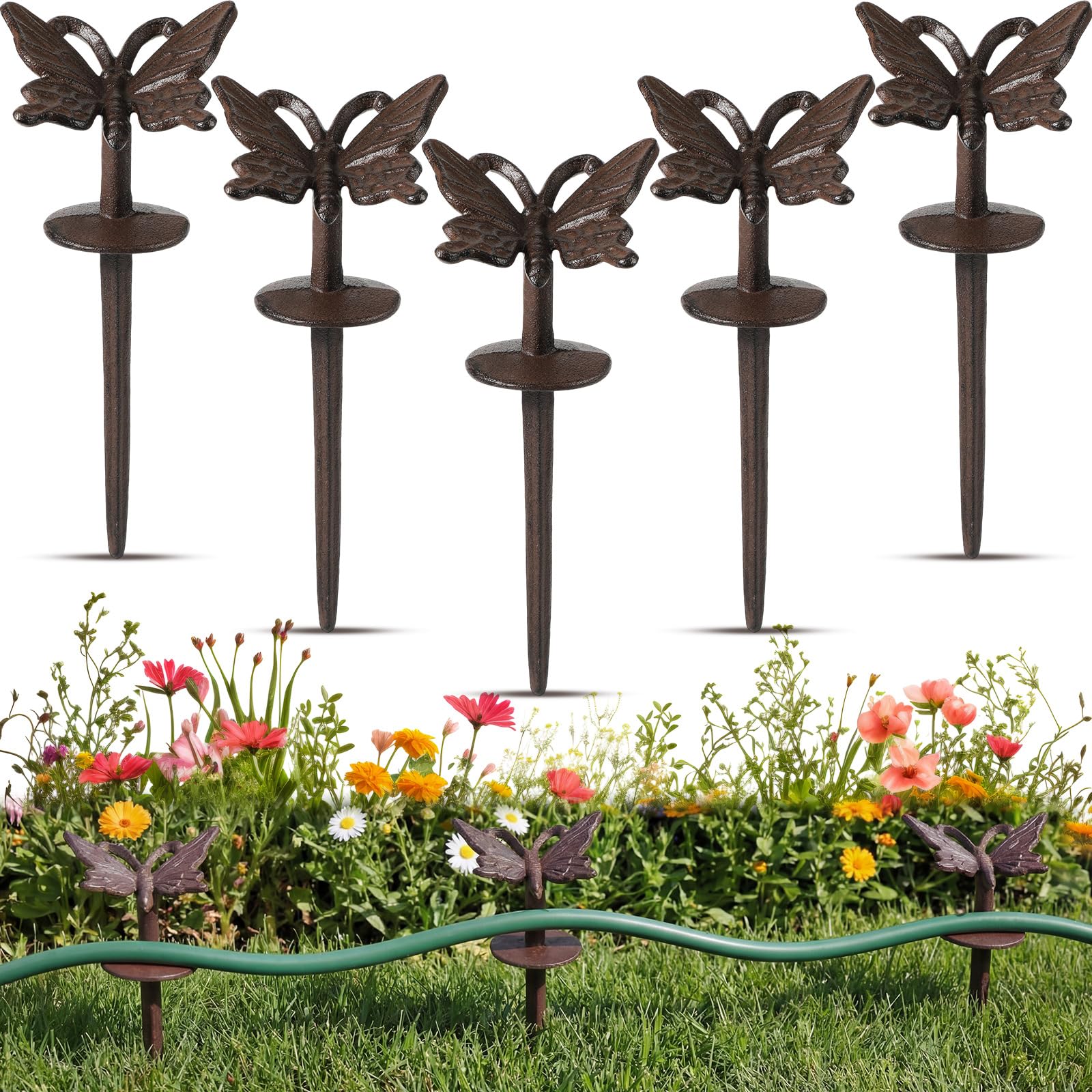 Guidage de tuyau d'arrosage papillon en fonte pour protéger vos parterres de fleurs et cour