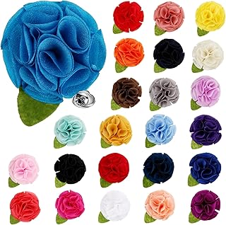 eggigi 24 Pcs Lapel Flowers for Men Suits, Handmade Boutonniere Pins for Suit Wedding Groom, Lapel Pins for Men Flower Brooch