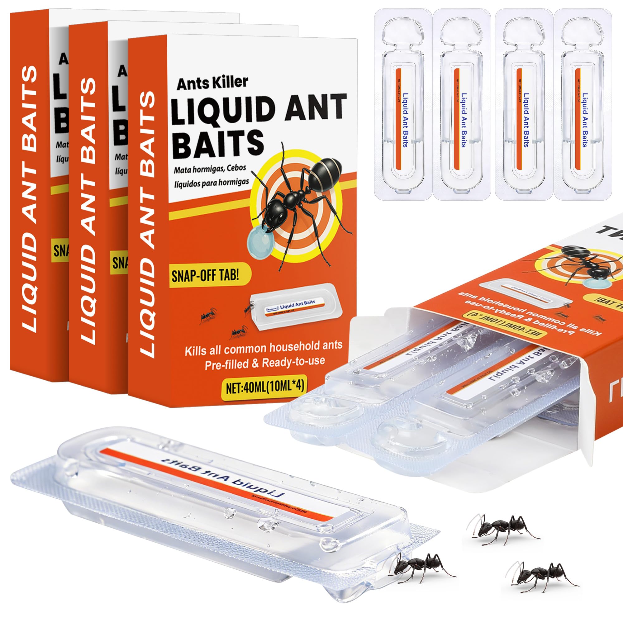 16 Pcs Ant Bait Stations Indoor & Outdoor, Ant Traps - Safety for Humans and Pets, Ready to Use & Long-Lasting Ant Management Solution(4 x 4 Pcs)