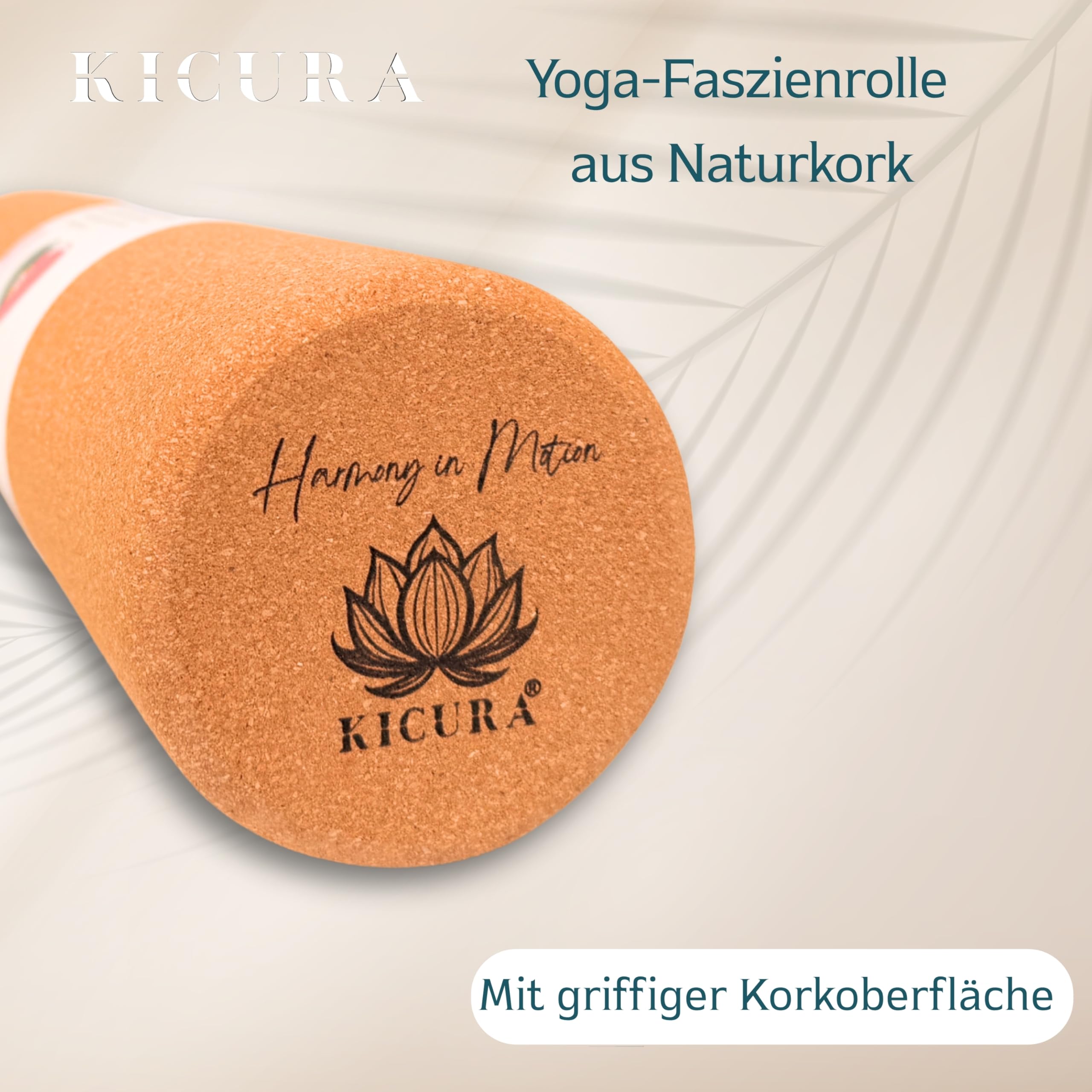 Kork Faszienrolle aus Naturkork, 40 cm lang, Ø 10 cm, hart, für Faszienmassage, Yoga und Pilates