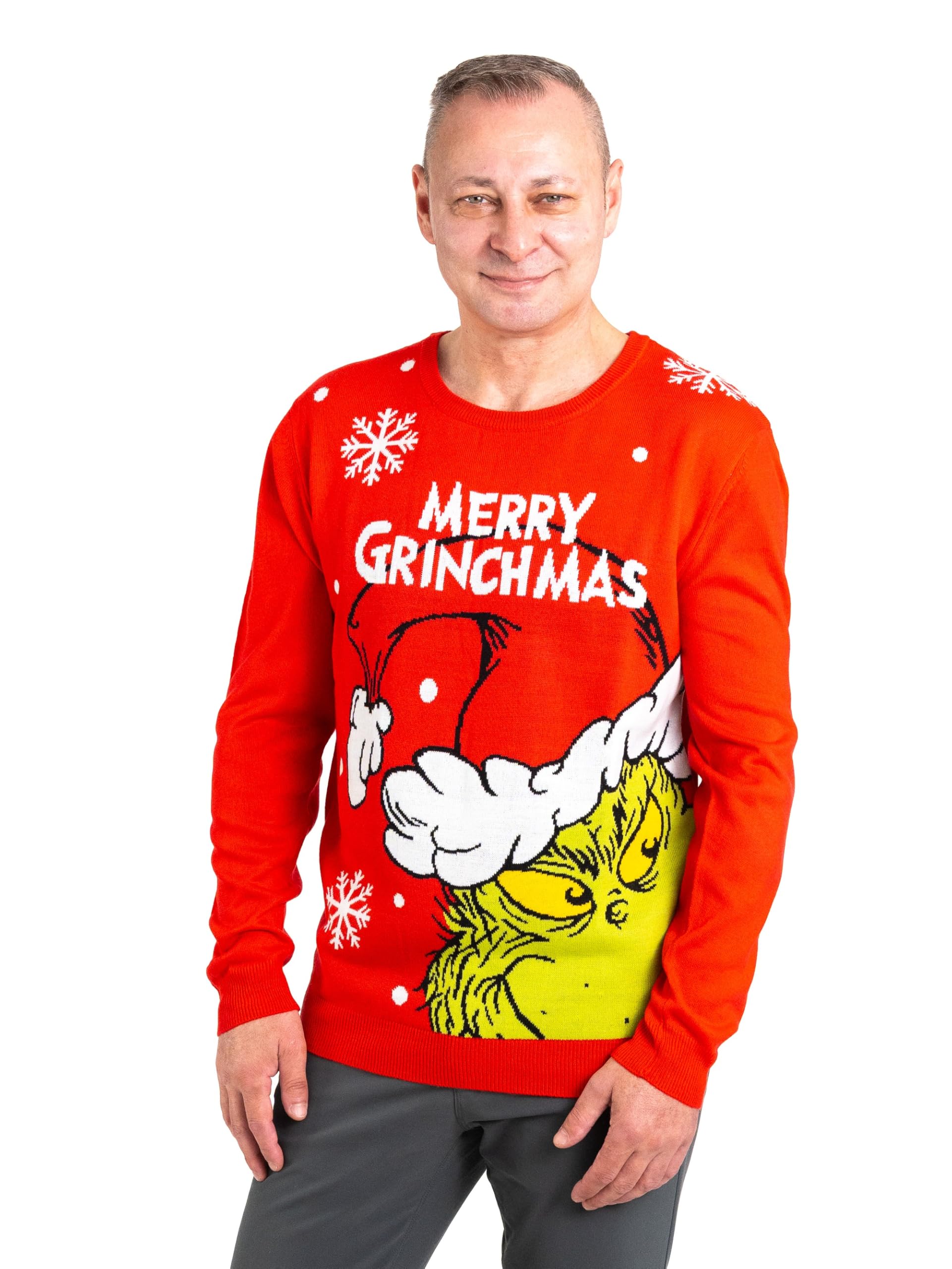 The Grinch Christmas Jumper for Men & Women - Merry Grinchmas Winter Knitted Jumper Ugly Christmas Sweater Unisex Christmas Red, red, M