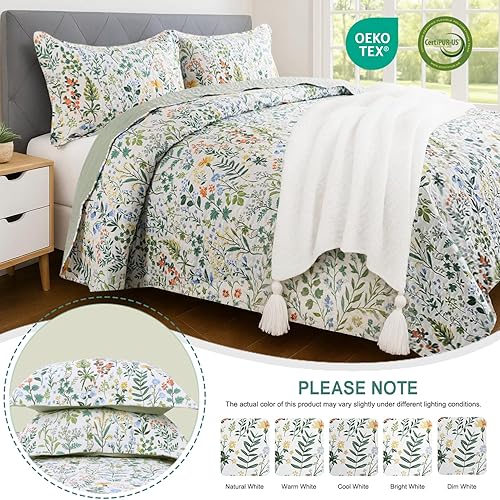 Miniatura 5 de DREAMCLOUD HOME Juego de edredón bohemio de 3 piezas, tamaño King, con estampado de rayas Nadia, juego de colcha reversible ligero y suave para