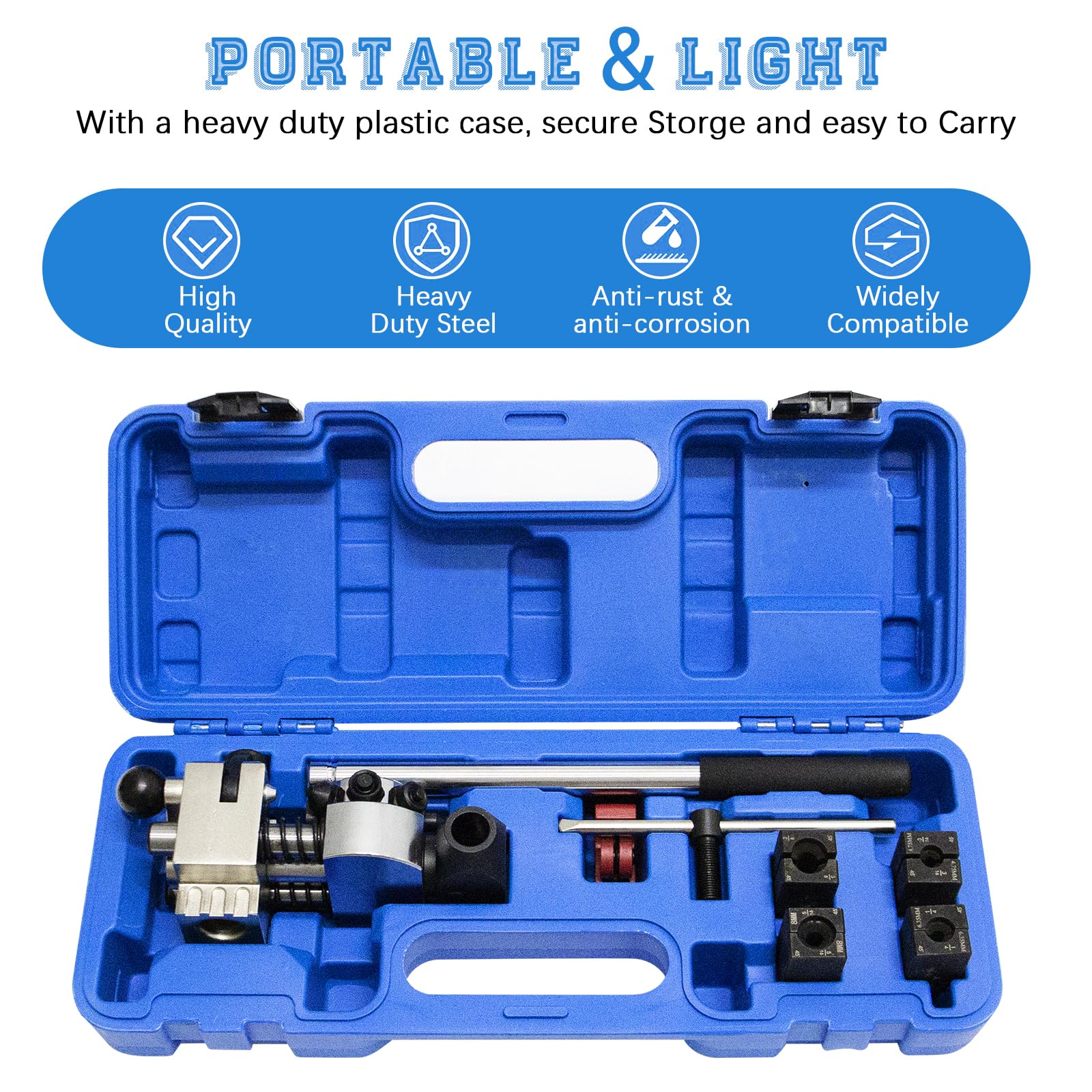 Herramienta de Abocardado para Tubos de Frenos, Abocardador Hidráulico de 45 Grados, Kit de Abocardado para Frenos, para Abocardado Simple, Burbuja y Doble (Ø 4,75mm/6,35mm/8mm/9,5mm), Cortador Tubos