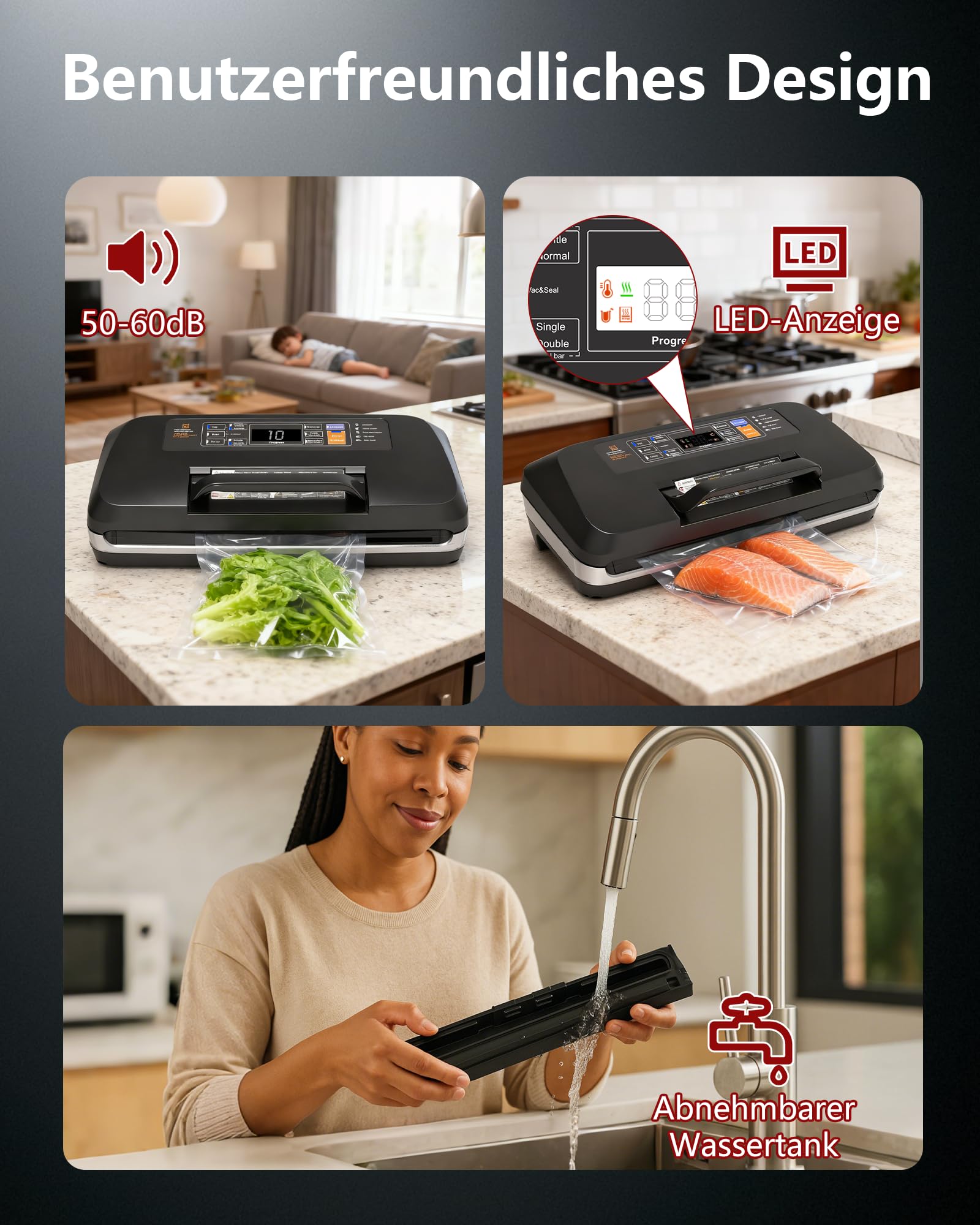 Aparato 12 en 1 con Doble Soldadura: Envasadora al Vacío Doméstica y Profesional para Alimentos de 95 kPa – Incluye Easy-Lock, Cortador de Film, Bandeja Desmontable para Conservación de Larga Duración