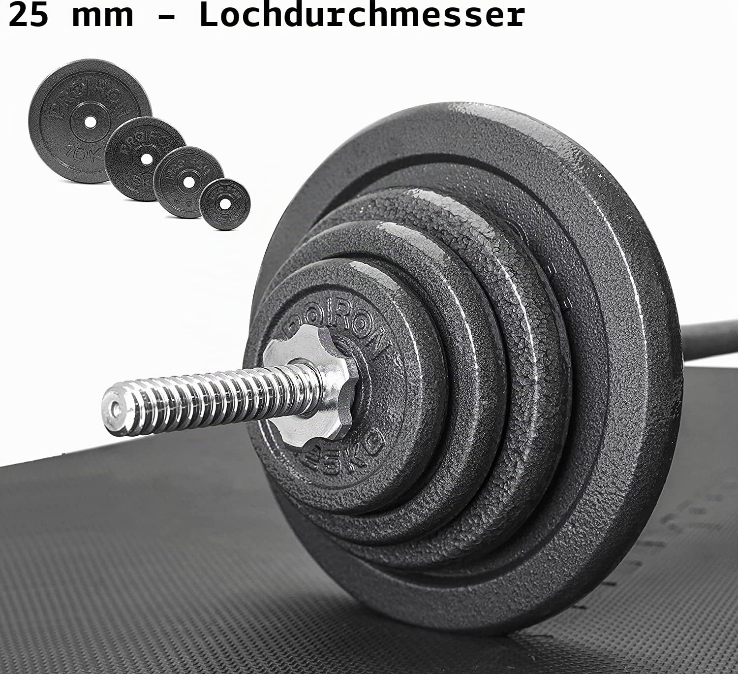 PROIRON Hantelscheiben-Set aus Gusseisen, 1,25 kg, 2,5 kg, 5 kg, 10 kg (verschiedene Größen) für 2,5 cm Hantelstange