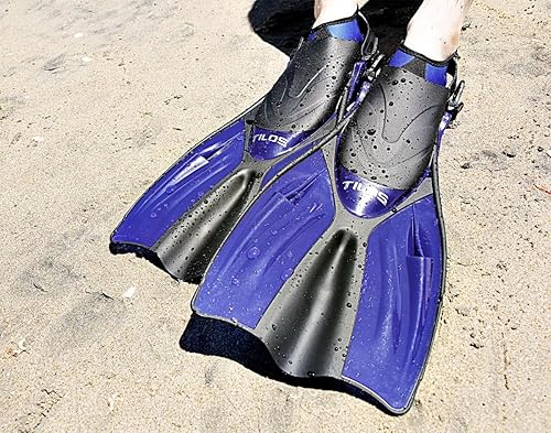 Miniatura 6 de Tilos Getaway - Aletas grandes de esnórquel de tacón abierto, aptas para viajes, aletas ajustables para pies anchos