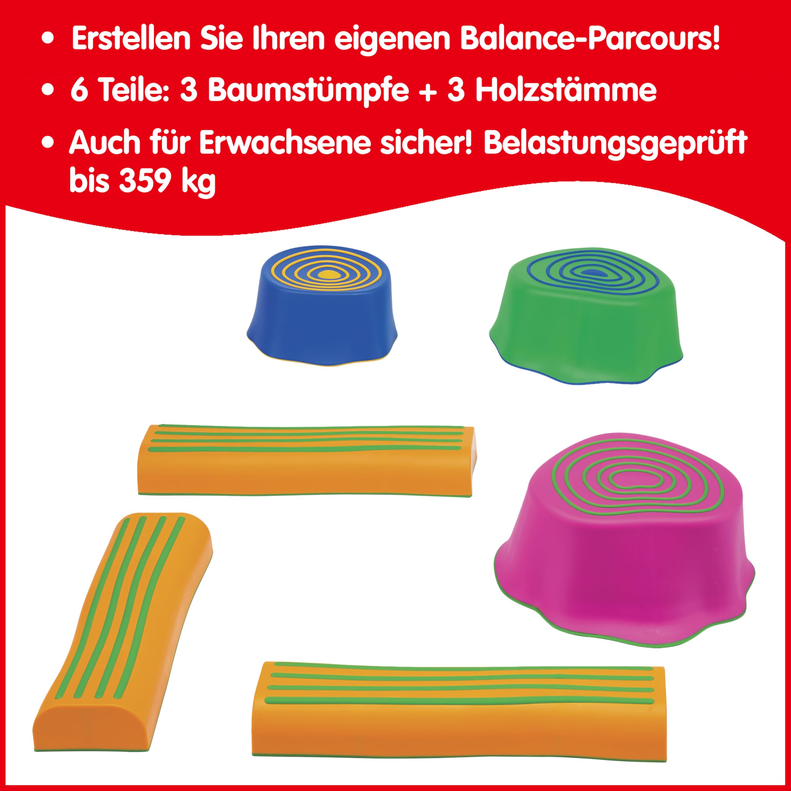 edxeducation Step-a-Trail - 6-teiliger Hindernisparcours für Kinder im Garten - Indoor und Outdoor - Fördert Koordination und Selbstvertrauen - Körperliches und sensorisches Spiel