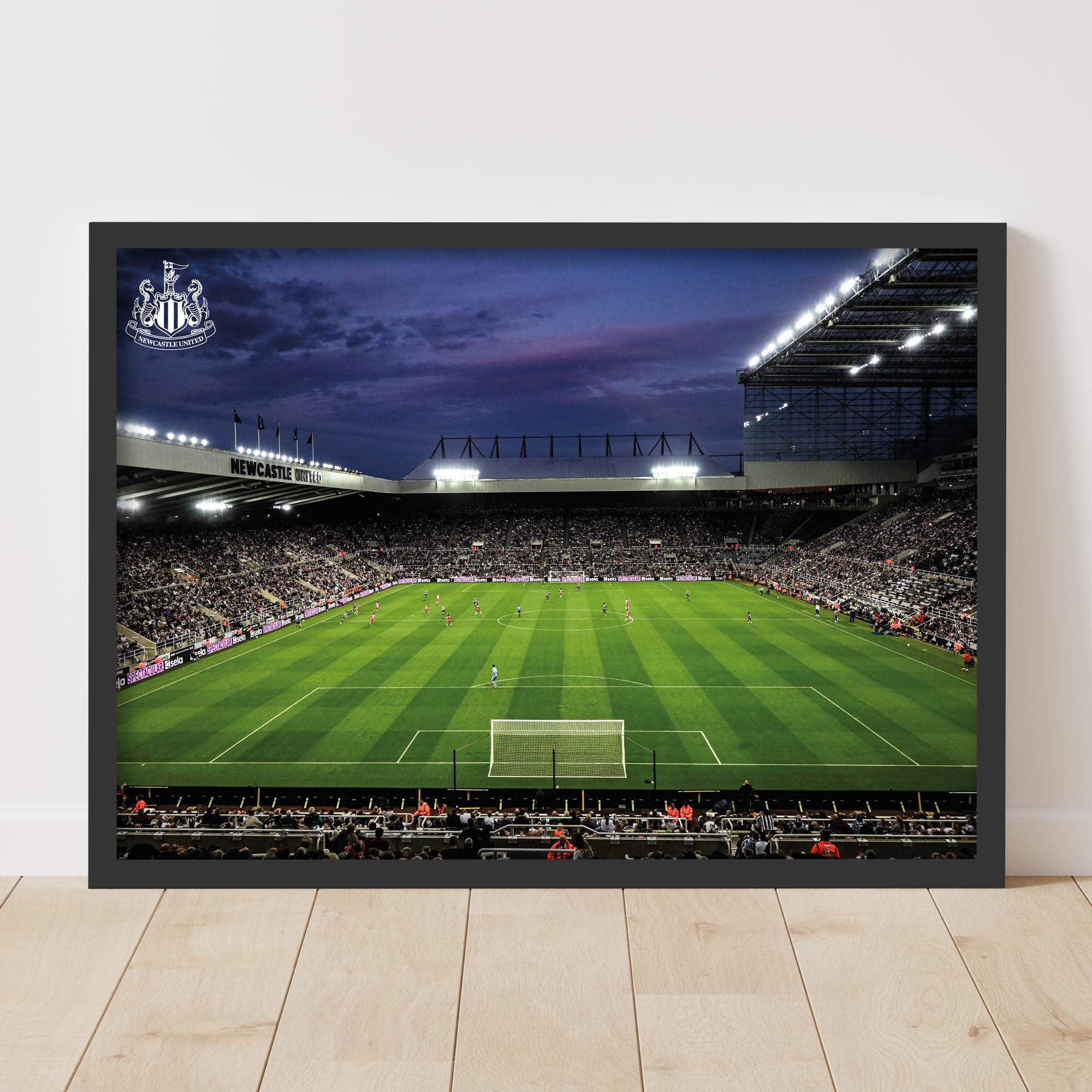 Themed Black Newcastle United Fc Print - Night Time Game Poster Football Wall Art (42Cm X 59.4Cm - A2)