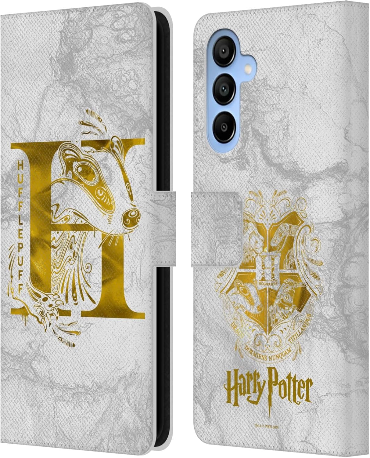 Head Case Designs Officially Licensed Harry Potter Hufflepuff Aguamenti Deathly Hallows IX Leather Wallet Case Compatible with Samsung Galaxy A16 5G